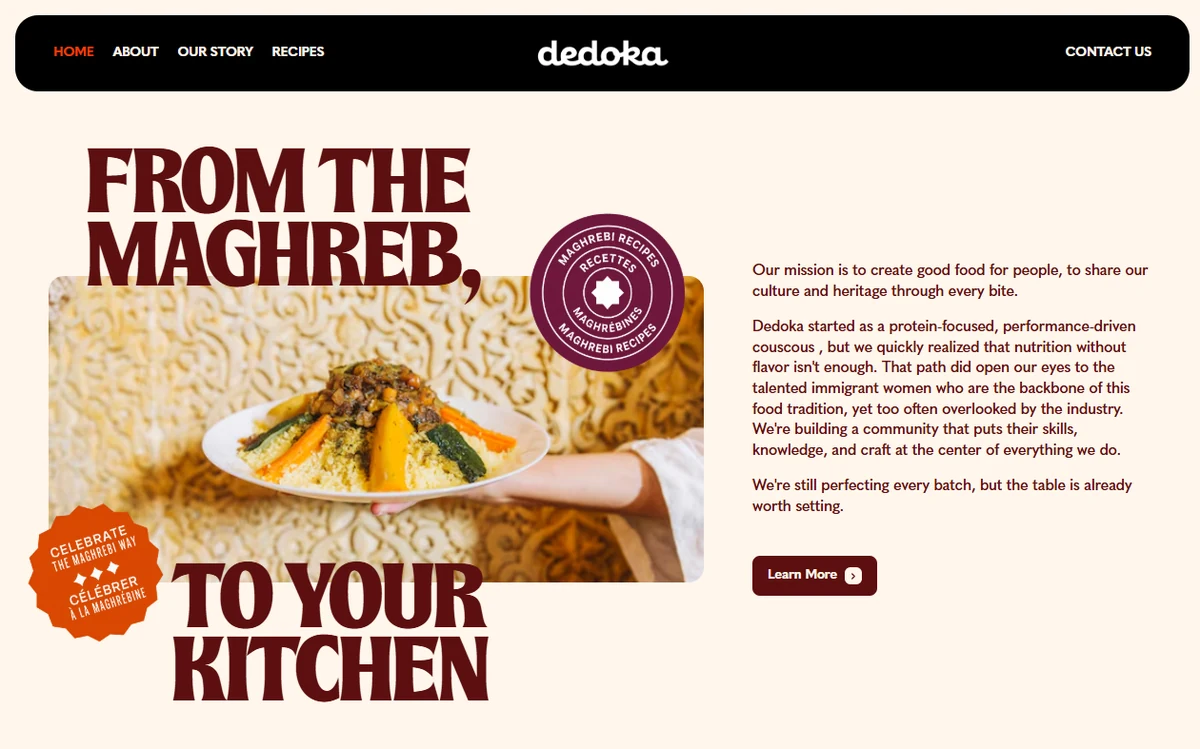 Dedoka Foods website homepage preview